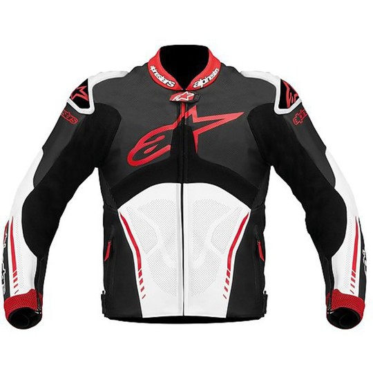Leder Motorradjacke Alpinestars ATEM Lederjacke Schwarz-Weiß-Rot