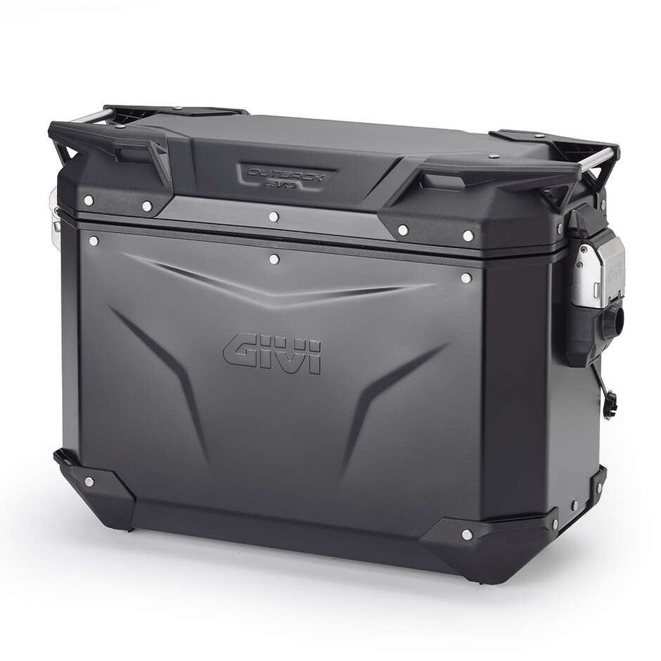 Left Side Case Givi OBKEV37 TREKKER OUTBACK EVO SMART Security Lock Black Aluminum - Monokey Cam-Side
