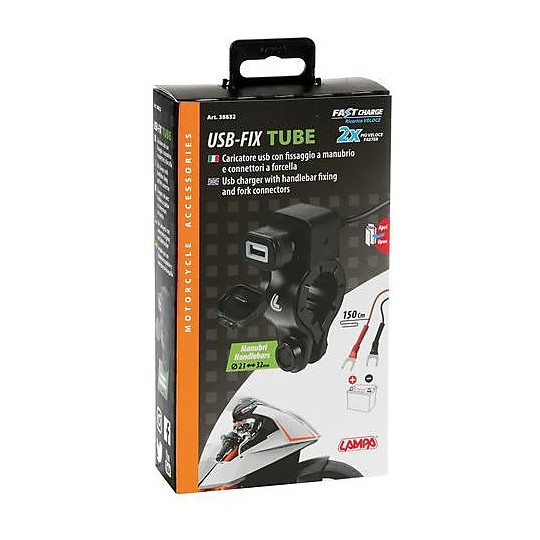 Lenker Motorrad Halterung USB 12 / 24V Ladegerät Lampa 38832 USB-FIX Tube  Online-Verkauf 