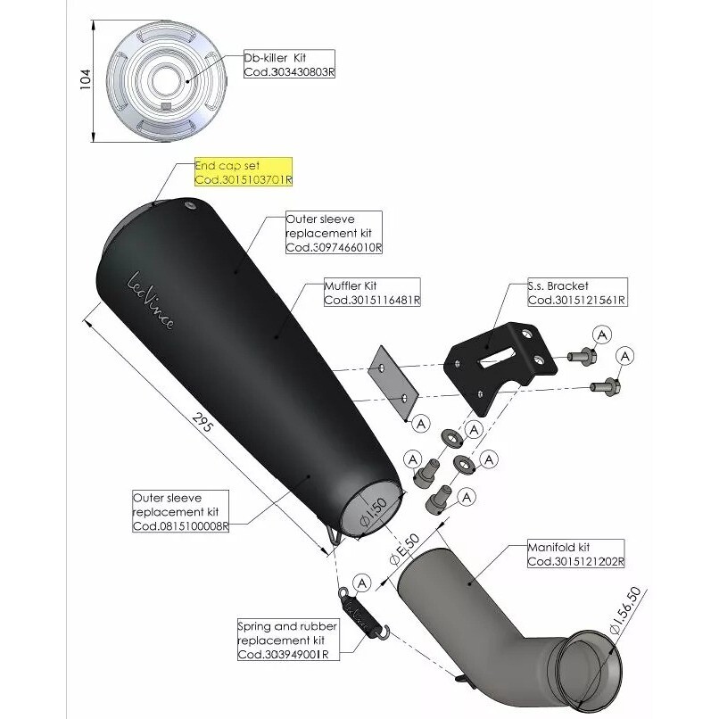 Leovince 3015103701R End Cap Specific For HUSQVARNA Svartpilen701 (19-20); Vitpilen701 (18-20)