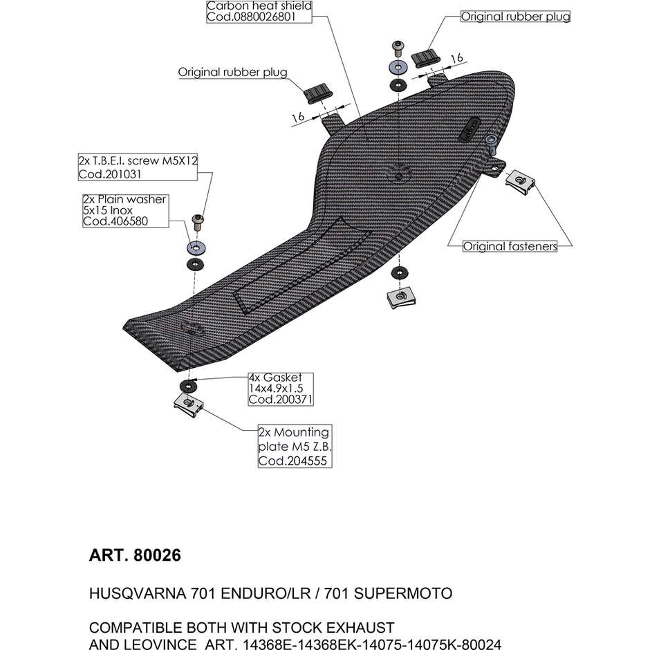 Leovince 80026 Hitzeschild speziell für HUSQVARNA 701Supermoto/Enduro/LR (16-24)