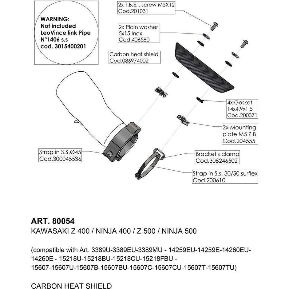 Leovince 80054 Heat Shield Specific For KAWASAKI Ninja500/SE - Z500/SE (24-25); Ninja400 (18-23); Z400 (19-23)