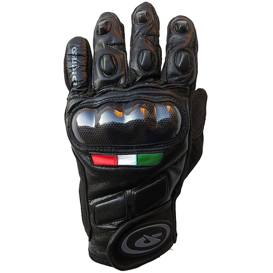 Les gants de moto en cuir et en tissu jugent le drapeau italien avec des protections