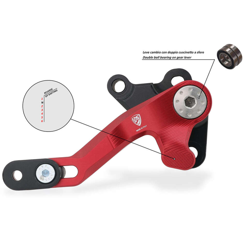 Levier de marche arrière PEC07 Ducati Multistrada V4 V4S V4 Pikes Peak V4 RS V4 Rally - SLIDE CNC Racing Red