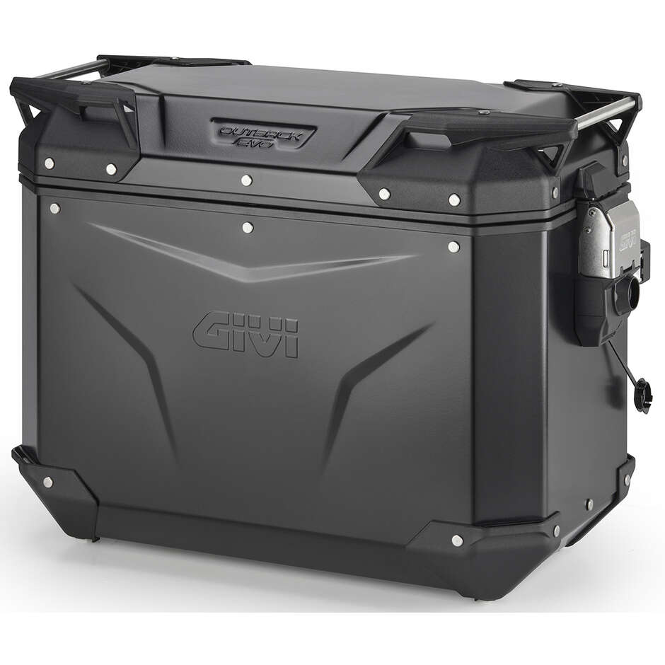 Linker Seitenkoffer Givi OBKEV44 TREKKER OUTBACK EVO SMART Sicherheitsschloss Schwarzes Aluminium - Monokey Cam-Side