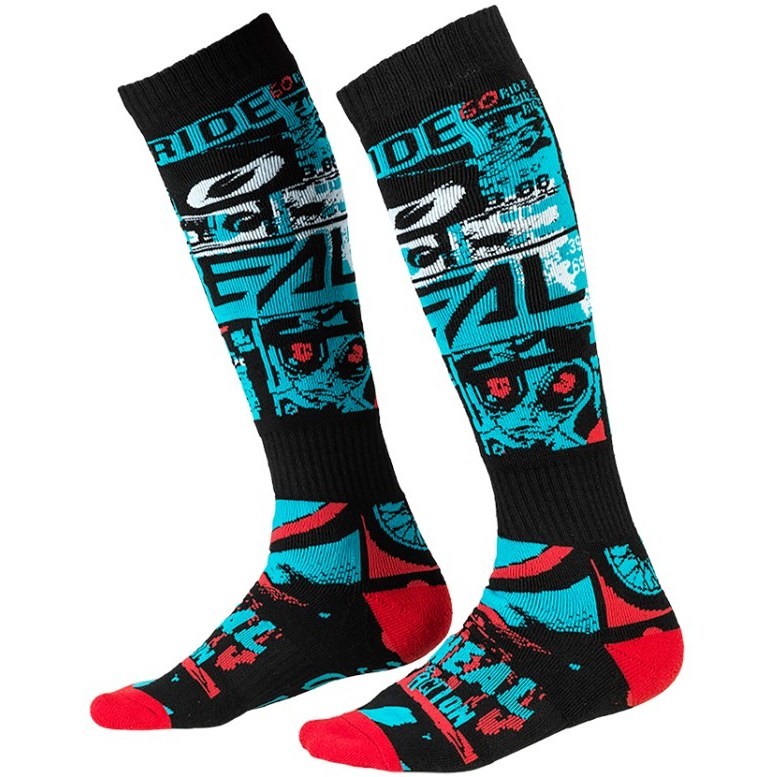 Long Socks Oneal Pro Mx Sock Moto Cross Enduro Mtb Ride Black Blue