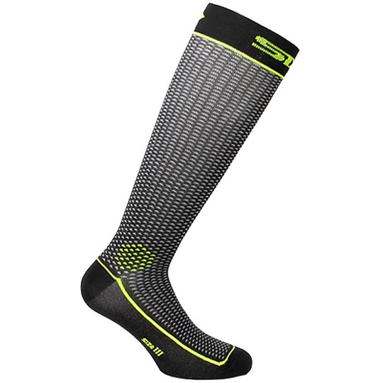 Long Stocking in Technical Sixs LONG2 Fabric Black Yellow Fluo
