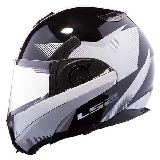 Ls2 393.1 Modular Motorcycle Helmet Visor Convert Tipper Double Hawk Black Matt White
