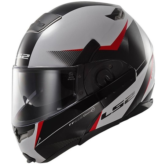 Ls2 393.1 Modular Motorcycle Helmet Visor Convert Tipper Double Hawk White-Red-Black