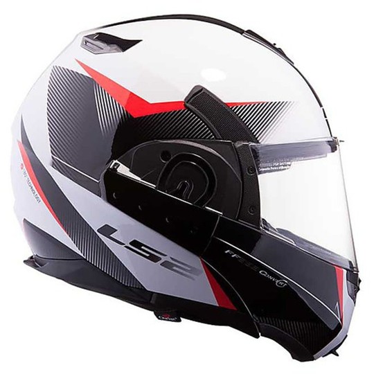 Ls2 393.1 Modular Motorcycle Helmet Visor Convert Tipper Double Hawk White-Red-Black
