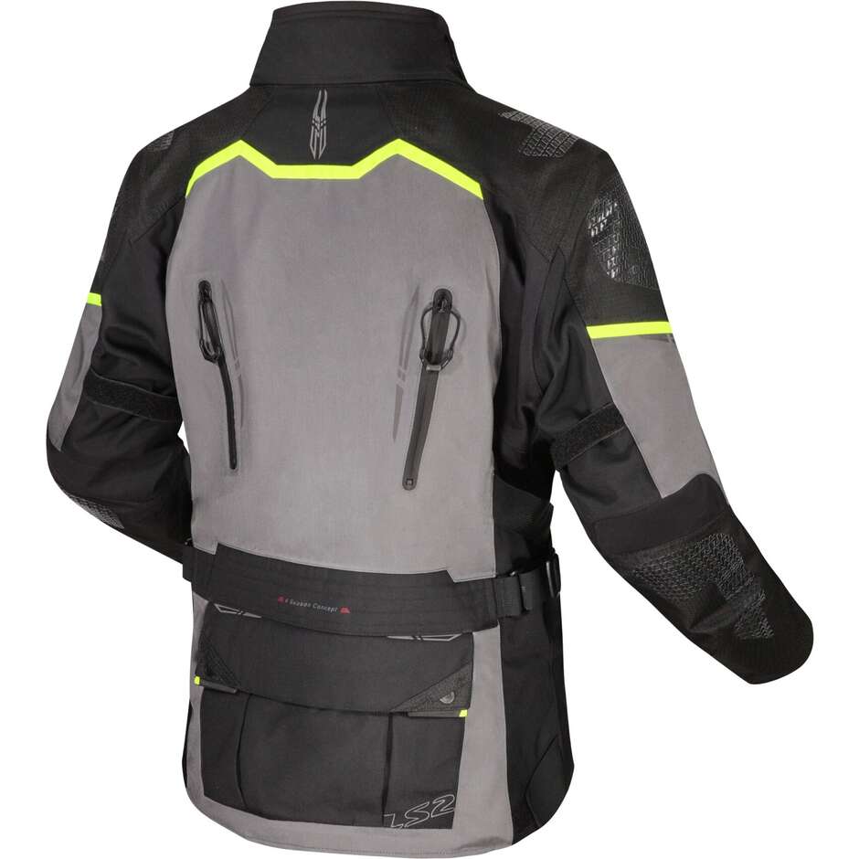 Ls2 APOLLO Touring Motorcycle Jacket Black Dark Grey HV Yellow