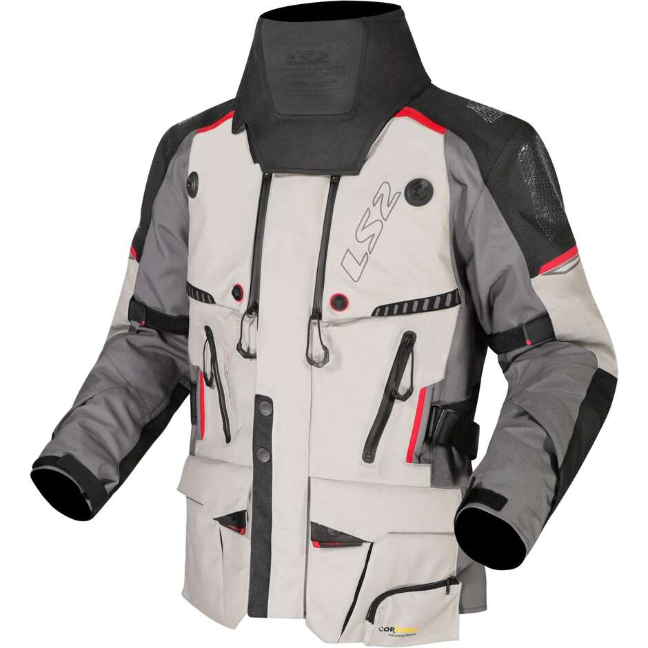 Ls2 APOLLO Touring Motorcycle Jacket Grey Black Red