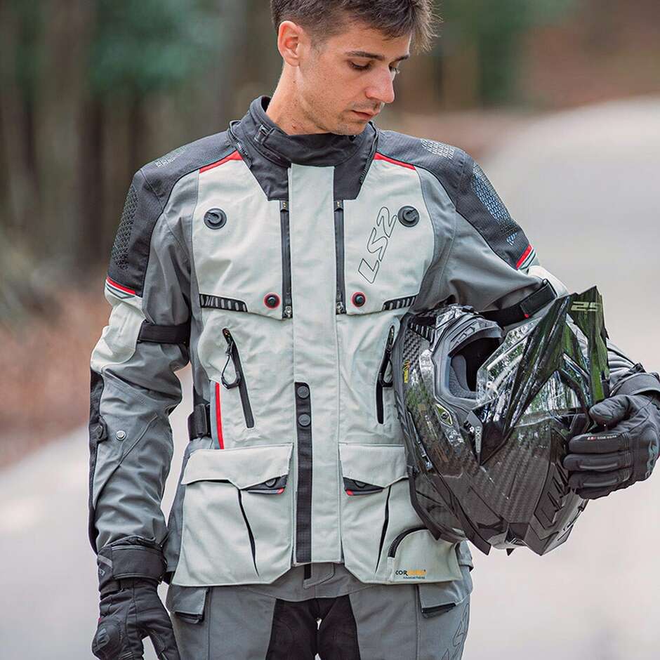 Ls2 APOLLO Touring Motorcycle Jacket Grey Black Red