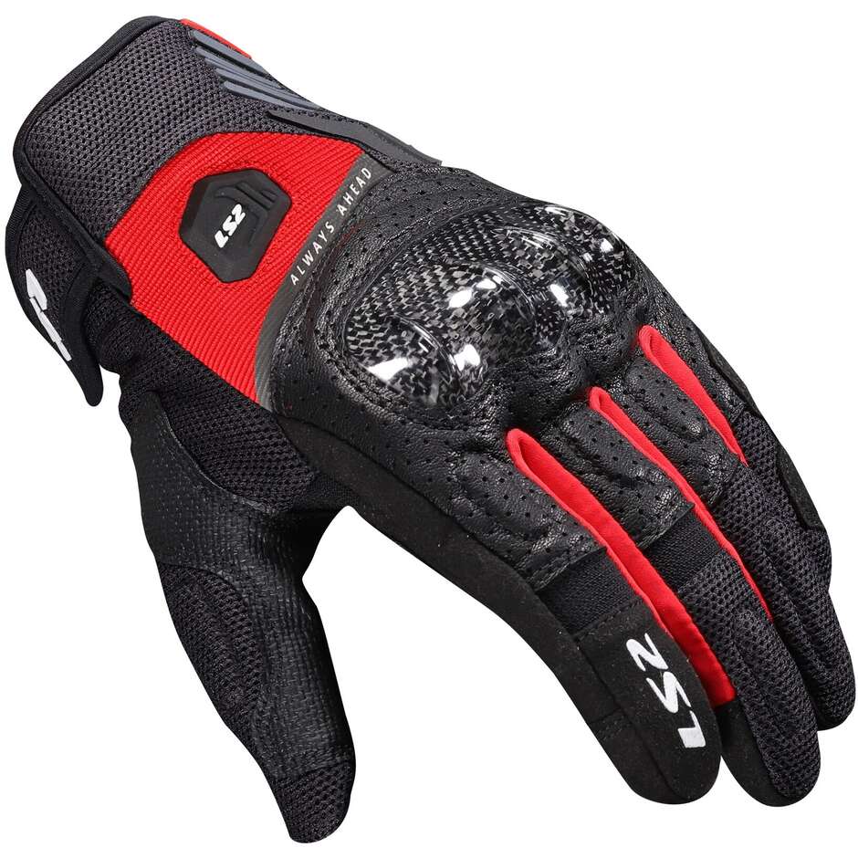 LS2 ATOM MAN Motorradhandschuhe Schwarz Rot