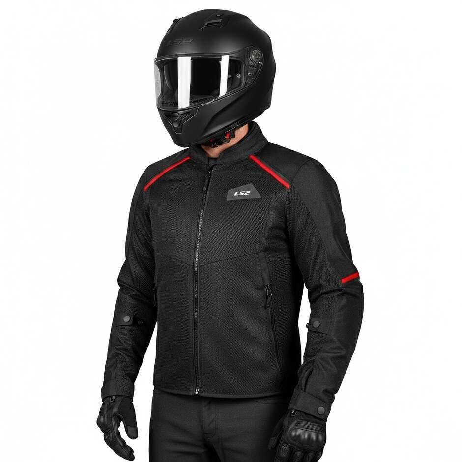 LS2 BREEZE MAN Motorradjacke Schwarz Rot