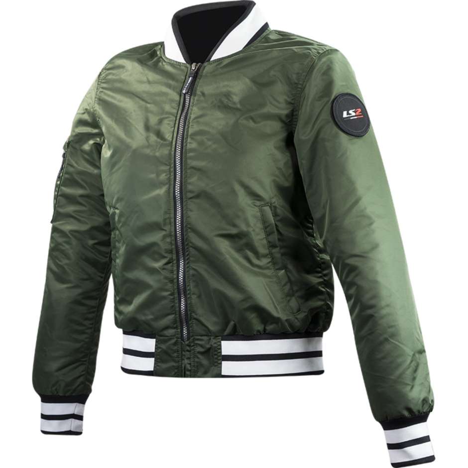 Ls2 Brighton Lady Olive Green Bomber motorcycle jacket