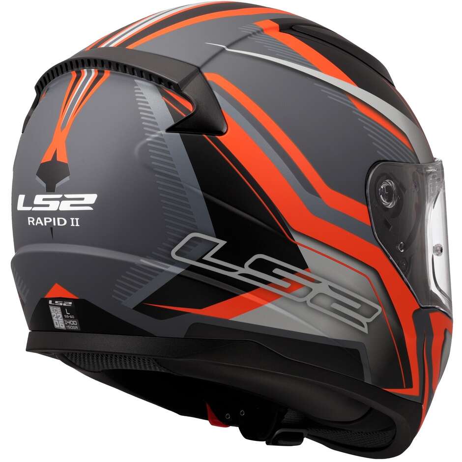LS2 FF353 RAPID 2 FLITZ Full Face Motorcycle Helmet Orange Grey