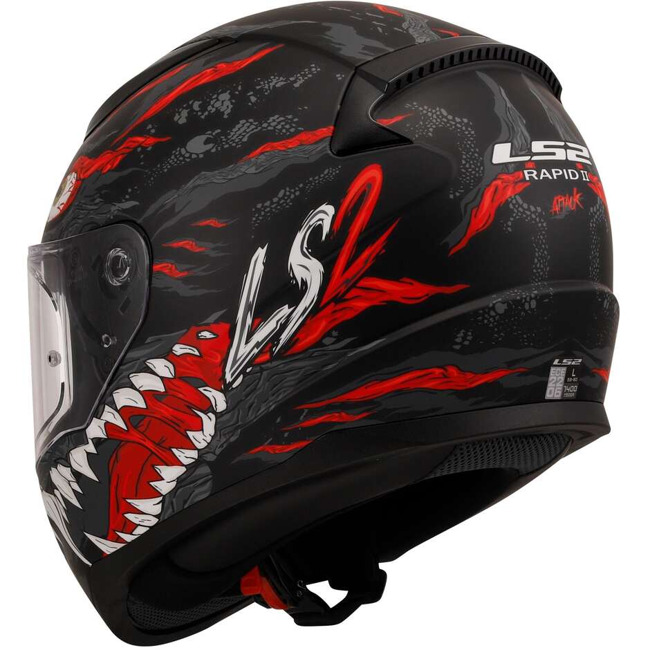 Ls2 FF353 RAPID 2 Kaiju Full Face Motorcycle Helmet Matt Black Red White