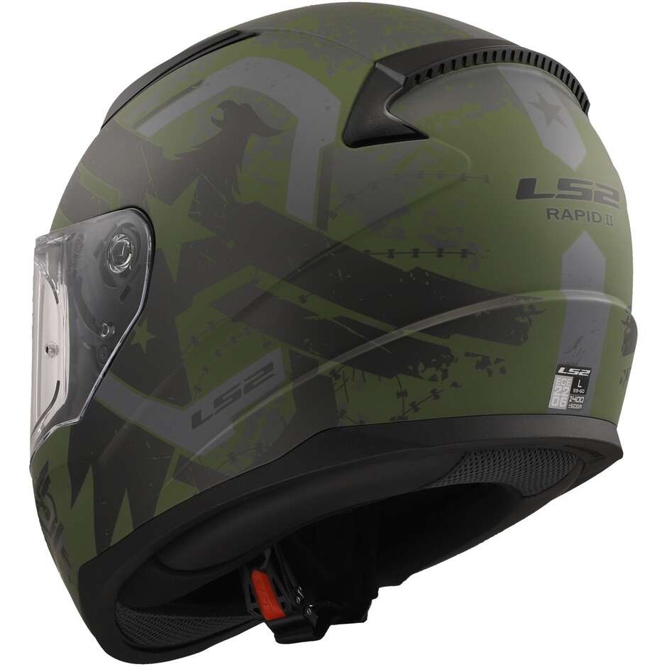 Ls2 FF353 RAPID 2 Thunderbirds Casque de moto intégral vert militaire mat