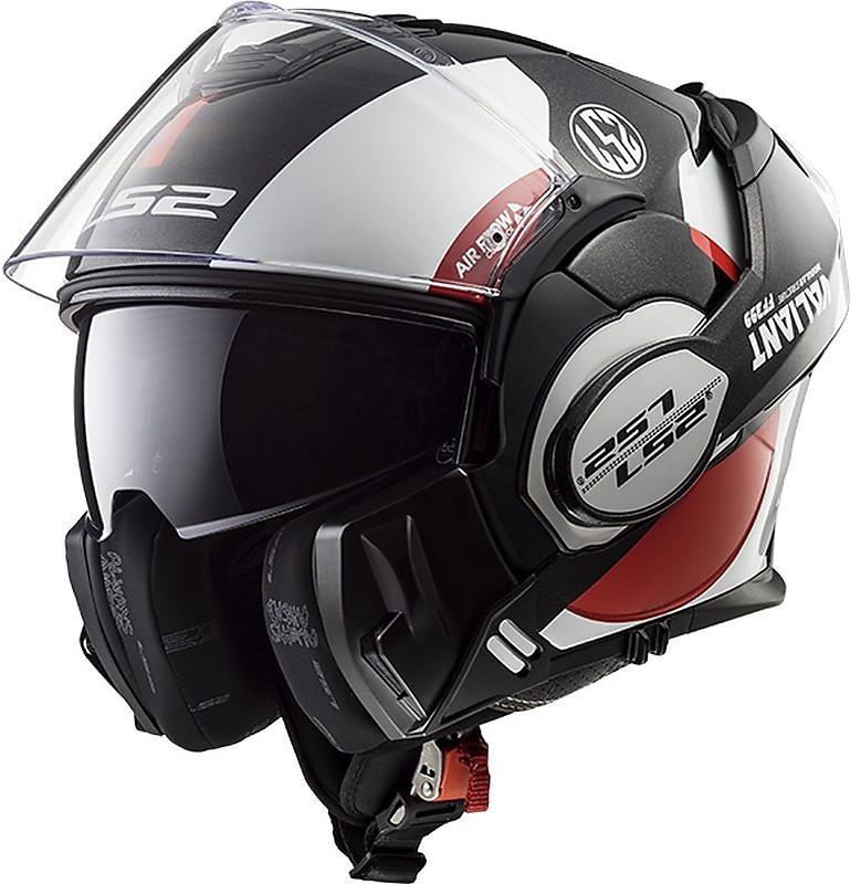 LS2 FF399 Tilted Modular Helmet with Valiant AVANT White Red Red For