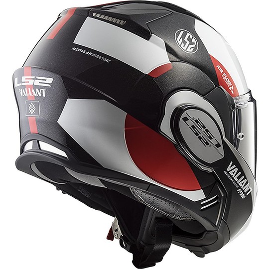 LS2 FF399 Tilted Modular Helmet with Valiant AVANT White Red Red