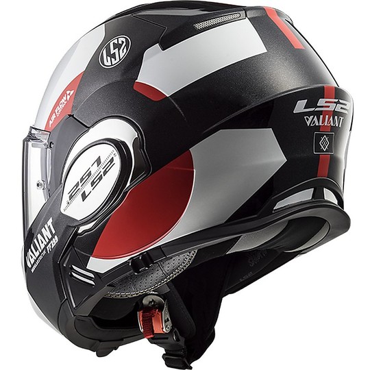 LS2 FF399 Tilted Modular Helmet with Valiant AVANT White Red Red