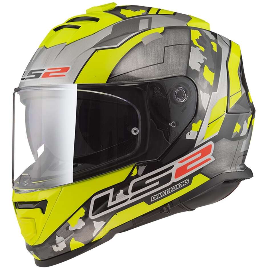 Ls2 FF800 STORM 2 CYBORG Full Face Motorcycle Helmet Fluo Yellow Gray