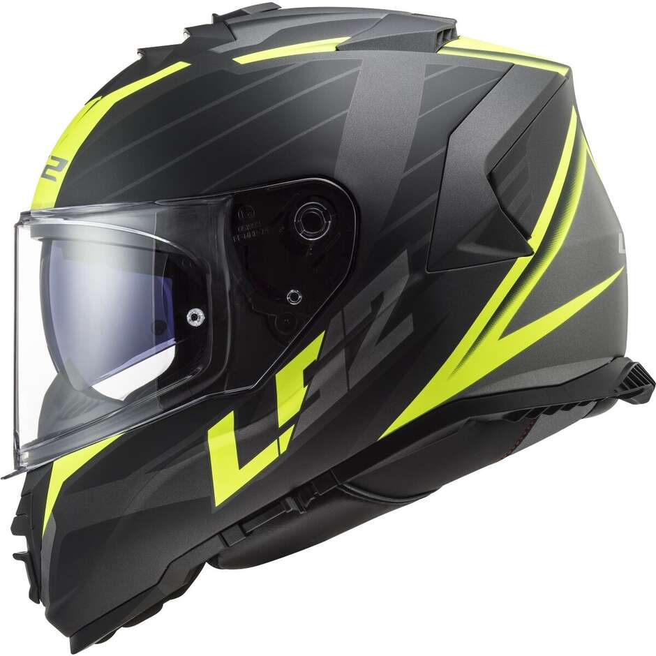 Ls2 FF800 STORM 2 NERVE Full Face Motorcycle Helmet Matt Black Fluo Yellow