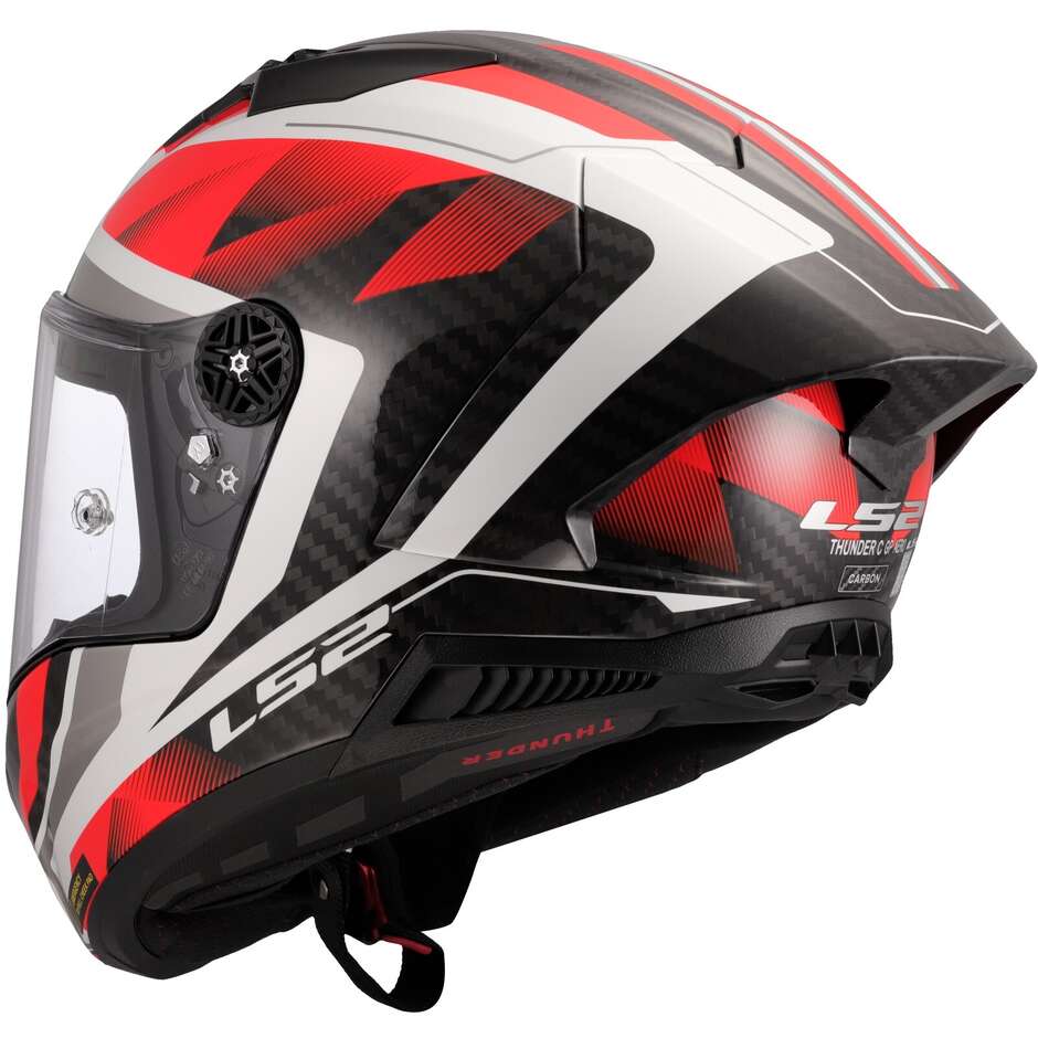 LS2 FF805 THUNDER GP AERO RAUTE Full Face Motorcycle Helmet White Red