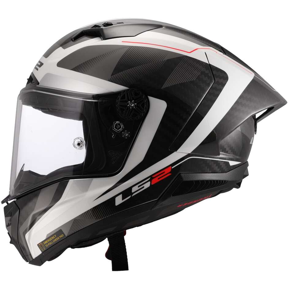LS2 FF805 THUNDER GP AERO RAUTE Integral-Motorradhelm Weiß Grau