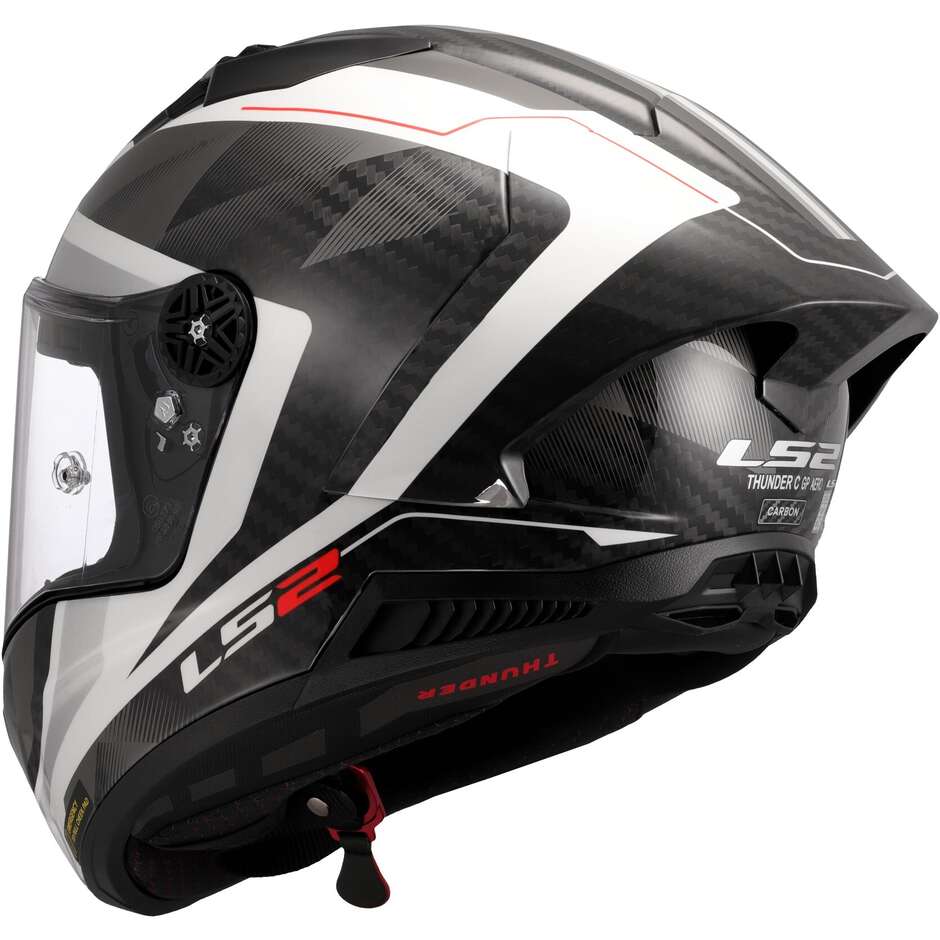 LS2 FF805 THUNDER GP AERO RAUTE Integral-Motorradhelm Weiß Grau