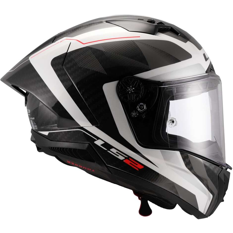LS2 FF805 THUNDER GP AERO RAUTE Integral-Motorradhelm Weiß Grau