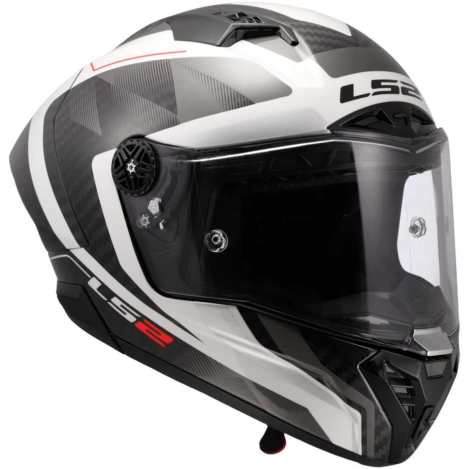 LS2 FF805 THUNDER GP AERO RAUTE Integral-Motorradhelm Weiß Grau