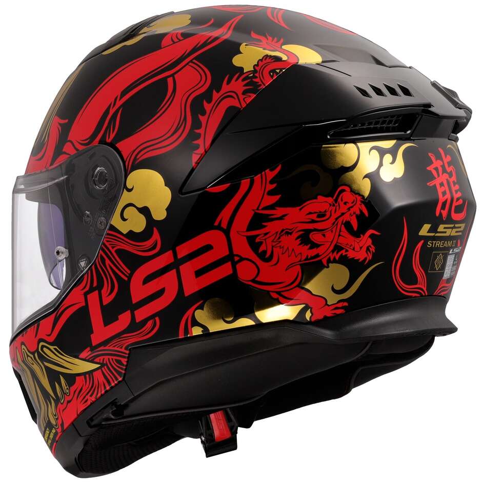 LS2 FF808 STREAM II DRAKO Full Face Motorcycle Helmet Black Red
