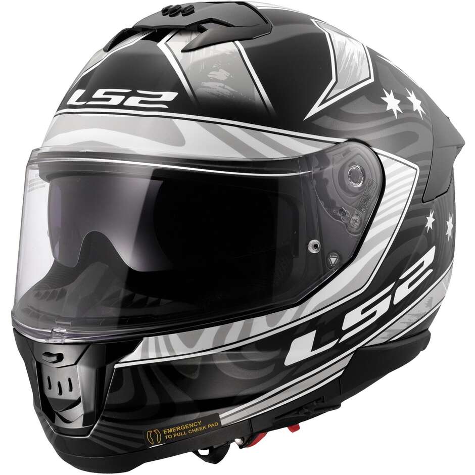 LS2 FF808 STREAM II GALDAM Integral-Motorradhelm Schwarz Weiß
