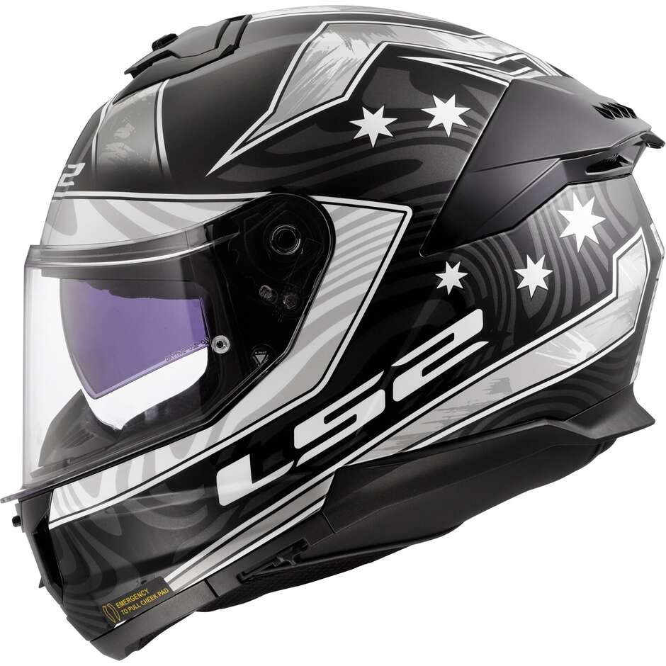 LS2 FF808 STREAM II GALDAM Integral-Motorradhelm Schwarz Weiß