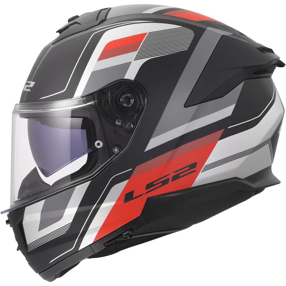 LS2 FF808 STREAM II VINTAGE Full Face Motorcycle Helmet Black Grey Red