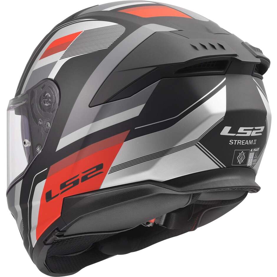 LS2 FF808 STREAM II VINTAGE Full Face Motorcycle Helmet Black Grey Red