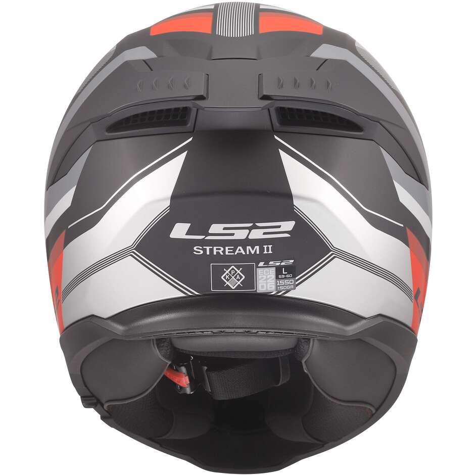 LS2 FF808 STREAM II VINTAGE Full Face Motorcycle Helmet Black Grey Red