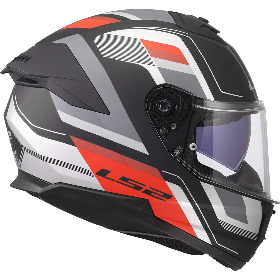 LS2 FF808 STREAM II VINTAGE Full Face Motorcycle Helmet Black Grey Red