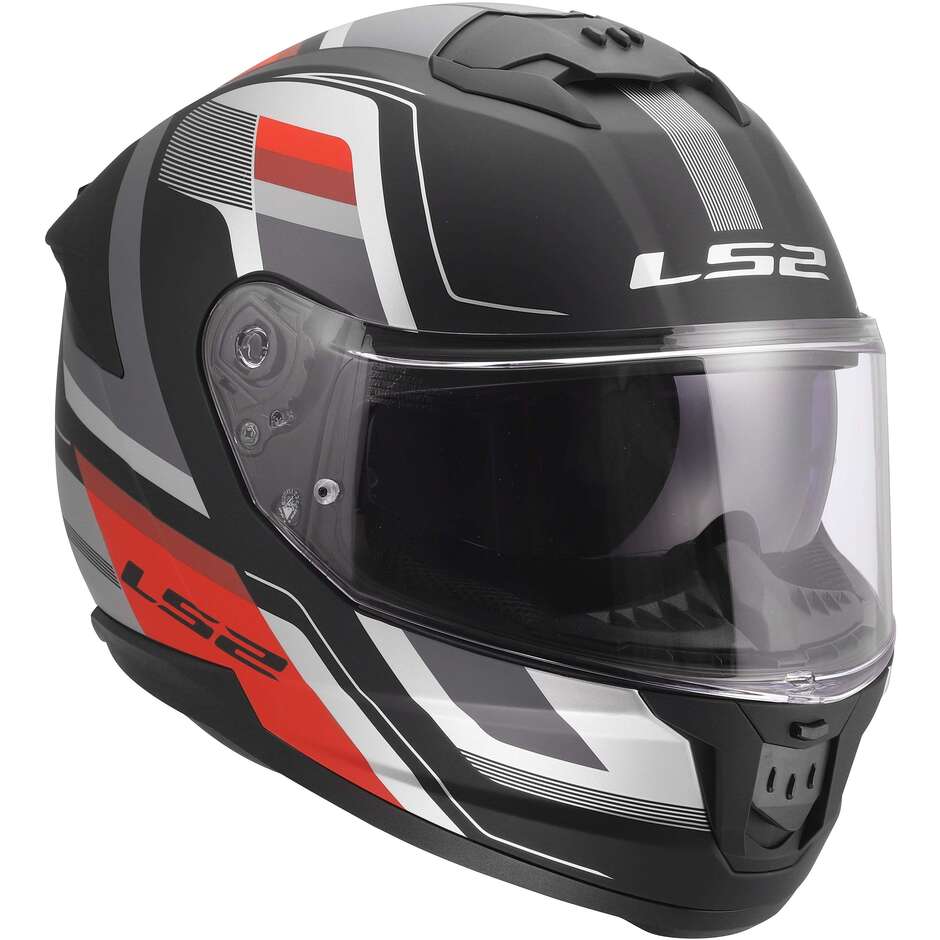 LS2 FF808 STREAM II VINTAGE Full Face Motorcycle Helmet Black Grey Red