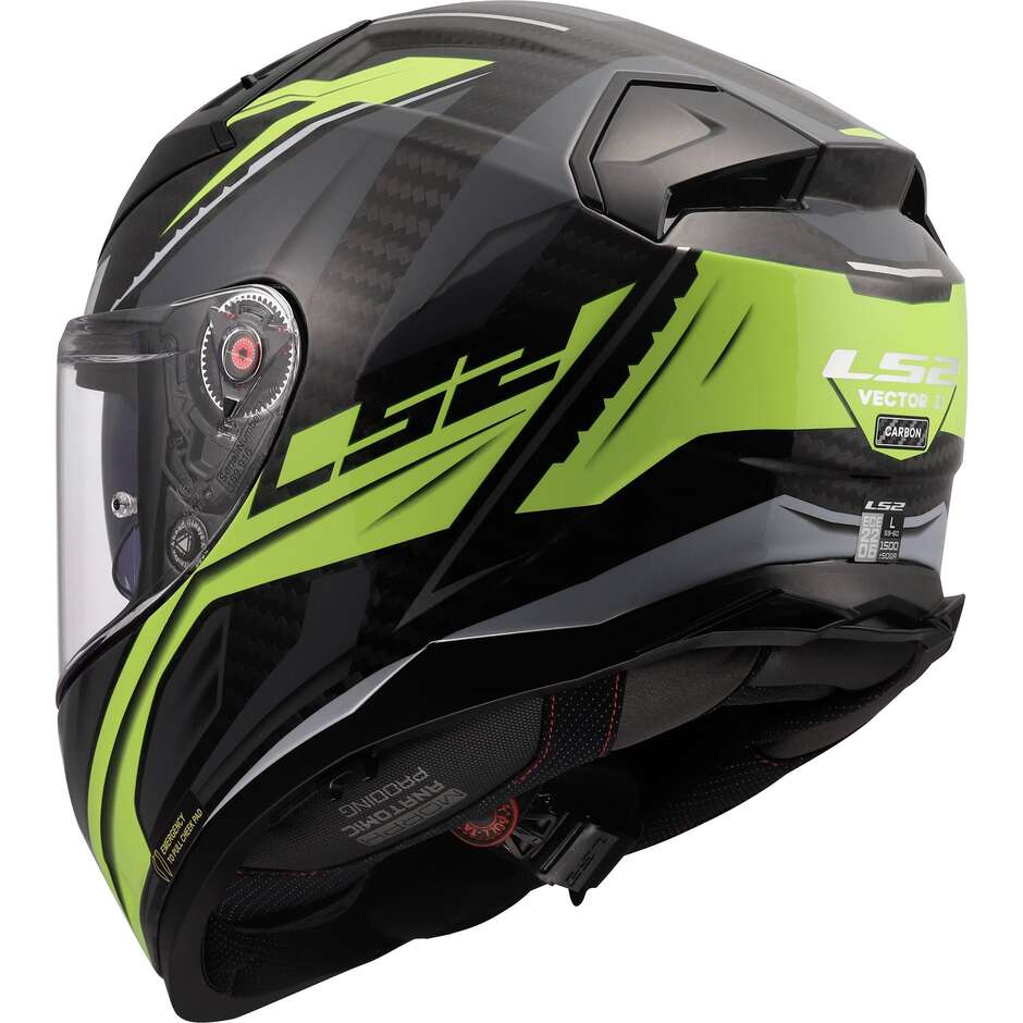 LS2 FF811 VECTOR II C SAVAGE Carbon Integralhelm für Motorradfahrer, fluoreszierendes Gelb