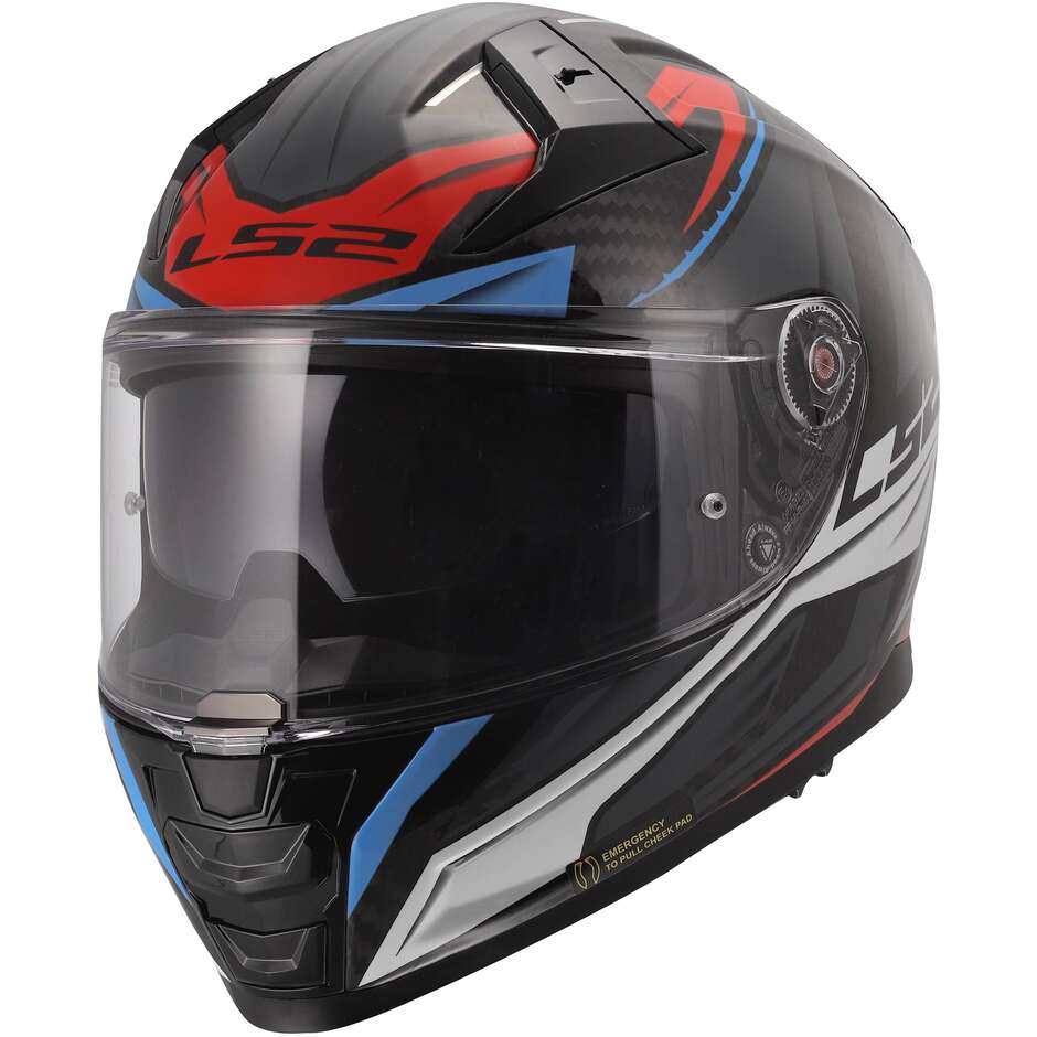 LS2 FF811 VECTOR II C SAVAGE Carbon Integralhelm Motorrad Weiß Blau Rot