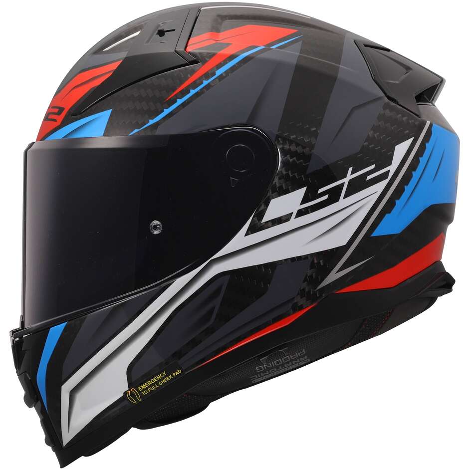 LS2 FF811 VECTOR II C SAVAGE Carbon Integralhelm Motorrad Weiß Blau Rot