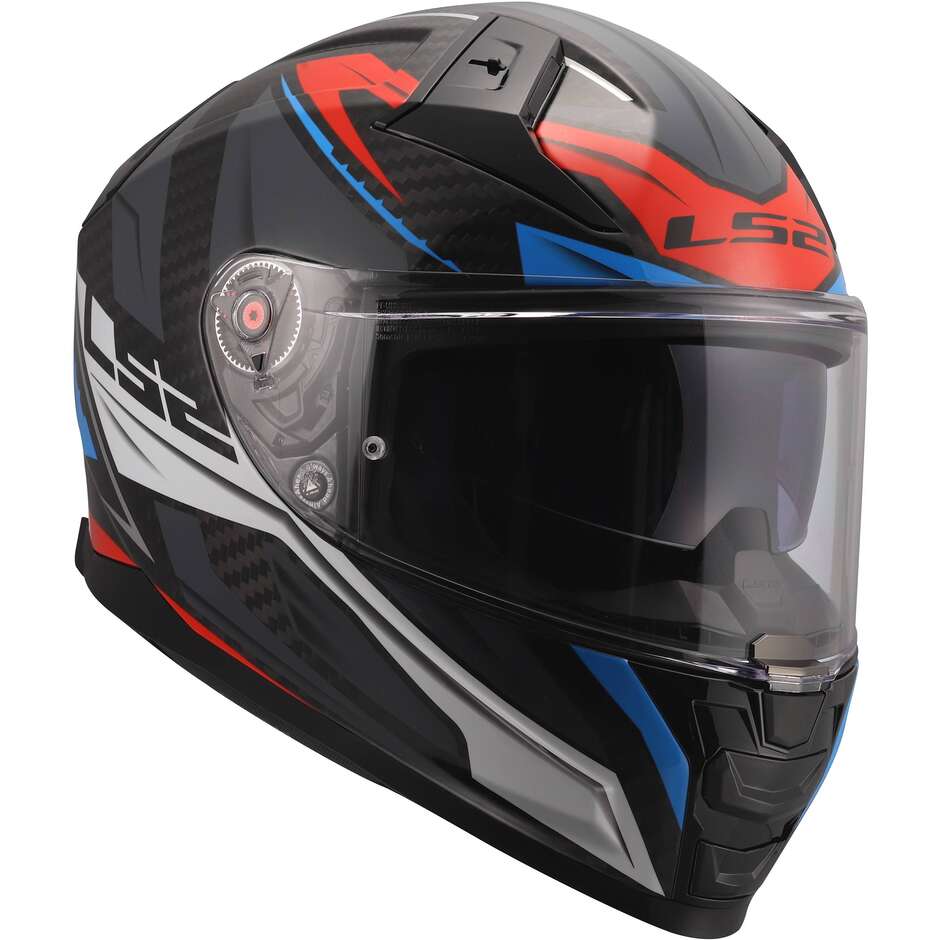 LS2 FF811 VECTOR II C SAVAGE Carbon Integralhelm Motorrad Weiß Blau Rot