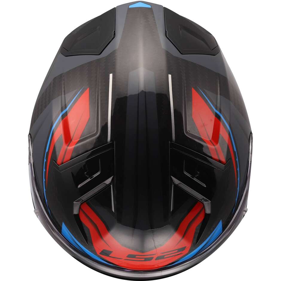 LS2 FF811 VECTOR II C SAVAGE Carbon Integralhelm Motorrad Weiß Blau Rot