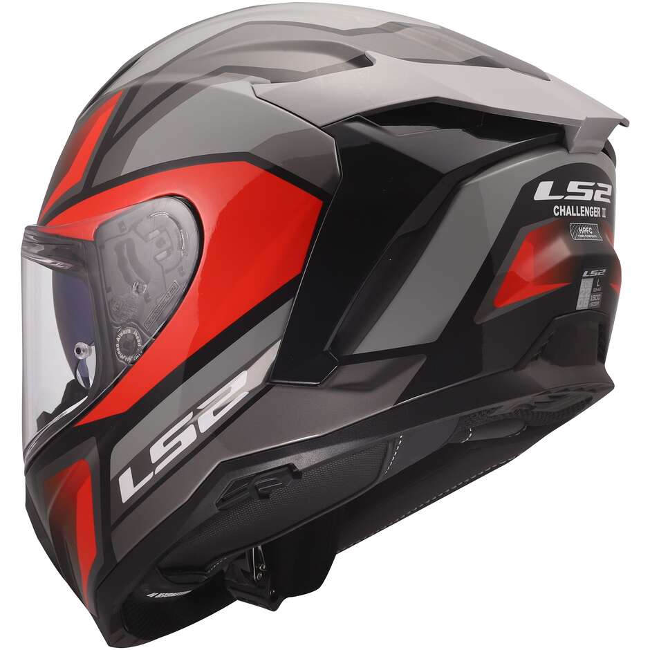LS2 FF817 CHALLENGER II VIPER Integralhelm Motorrad Grau Rot
