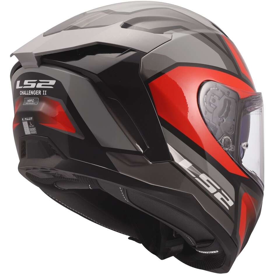 LS2 FF817 CHALLENGER II VIPER Integralhelm Motorrad Grau Rot
