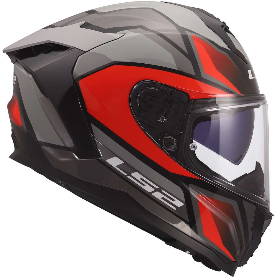 LS2 FF817 CHALLENGER II VIPER Integralhelm Motorrad Grau Rot