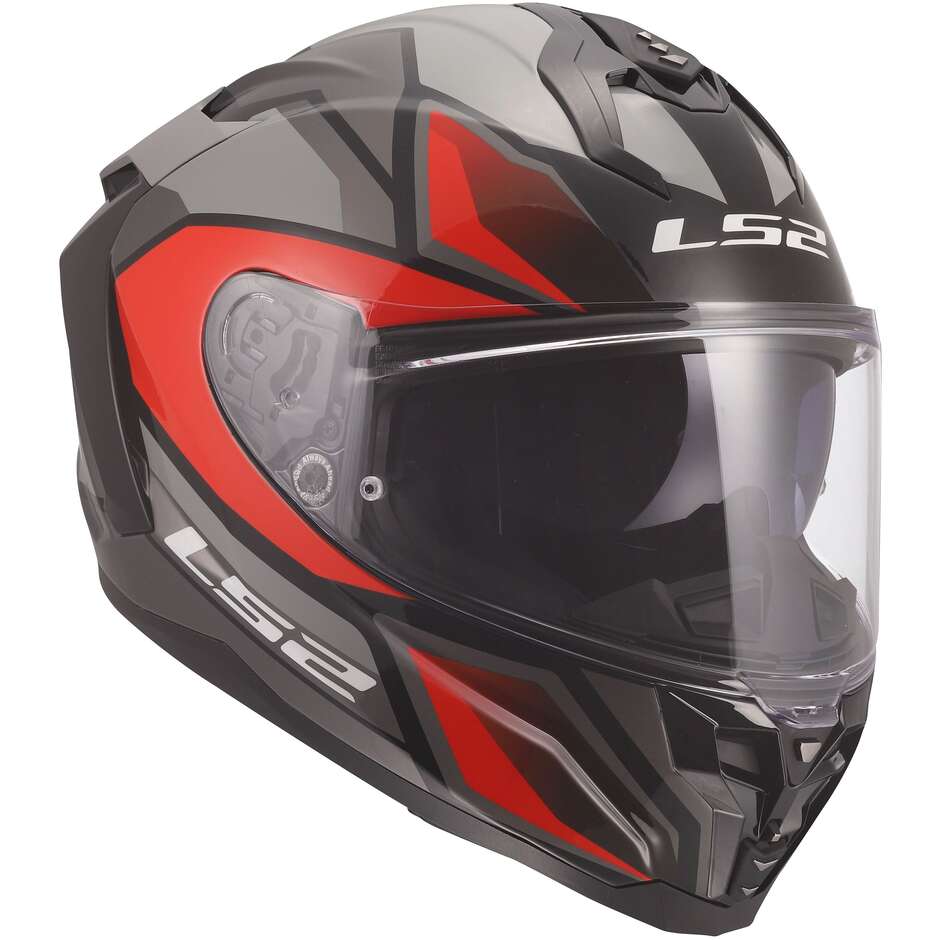 LS2 FF817 CHALLENGER II VIPER Integralhelm Motorrad Grau Rot